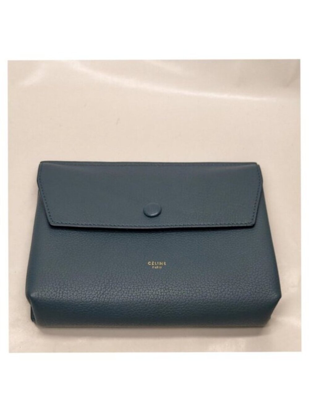 Authentic Celine Cabas Phantom Leather Tote Bag w/ Pouch Blue - Picture 16 of 16